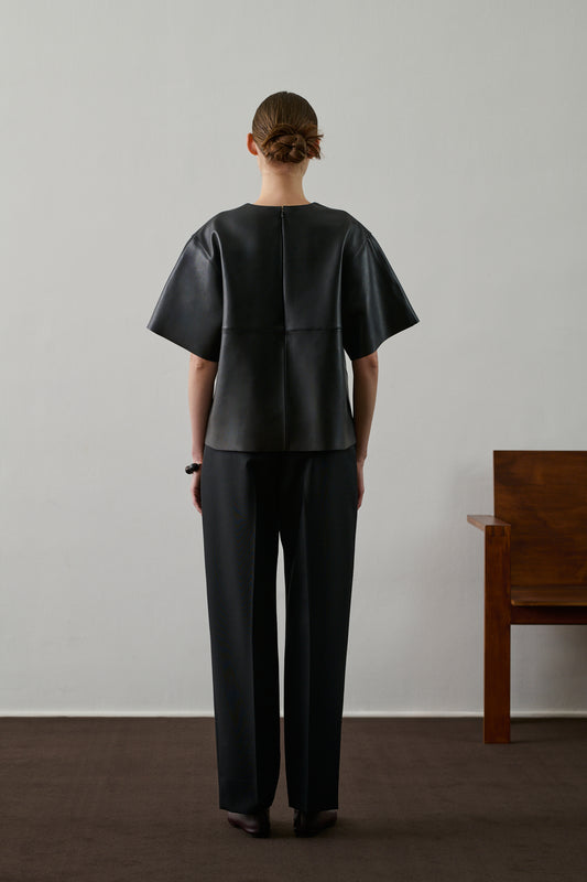 Blouse Frieda - Noir - Cuir - Femme