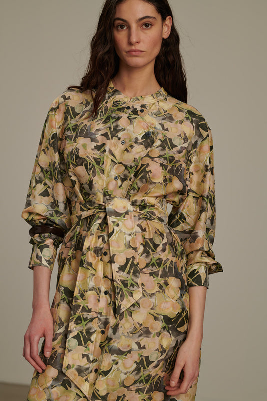 Robe Philomene - Gris/Vert - Soie - Femme